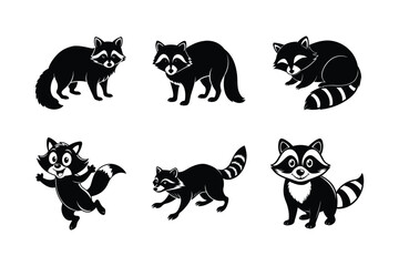 Raccoon silhouette vector Bundle 