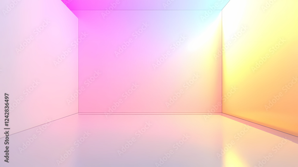 Aufkleber modern abstract room with colorful gradient lighting effects. generative ai