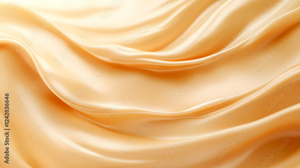 Aufkleber soft textured fabric in warm beige draped elegantly across a surface. generative ai