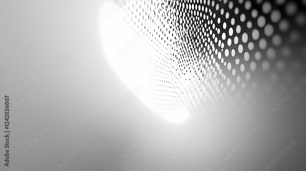 Poster abstract pattern featuring dots in black and white gradient design. generative ai