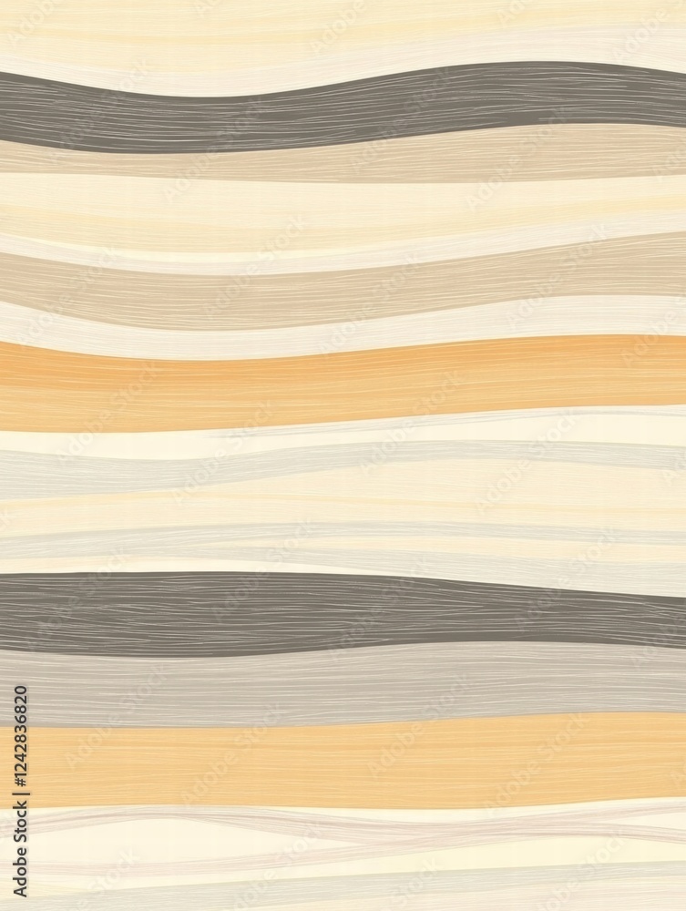 Poster abstract pattern of smooth waves in soft hues of yellow, gray, and cream on a neutral background. ge