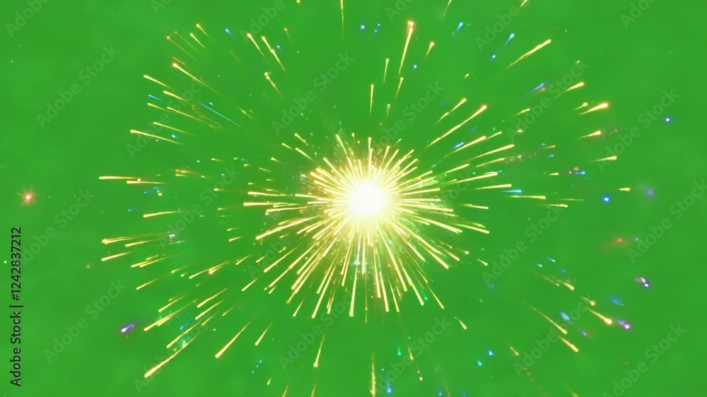 Poster a whimsical display of colorful sparks dancing joyfully resembling fireworks on a spring day. green 