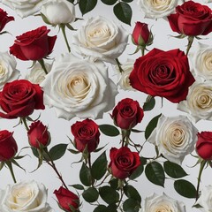 Fototapeta premium A clean, pure white background enhancing the red roses.