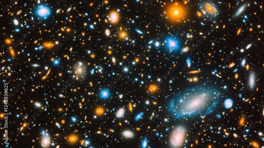 Poster a deep field image showing numerous galaxies