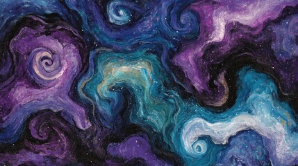 Abstract Cosmic Swirls Galaxy Painting