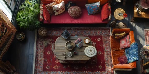 Bohemian Living Room Decor With Rich Textures and Colors