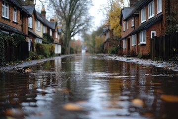Fototapeta premium Flash Floods Engulf Roads, Leaving Cars Stranded