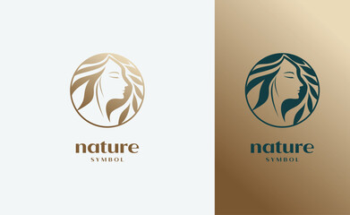 Abstract beautiful  logo design idea with women face silhouettes