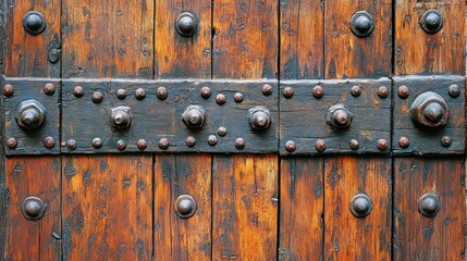 Fototapeta premium Ancient Wooden Door with Metal Reinforcements