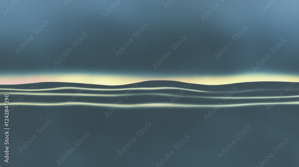 Poster serene ocean horizon at dusk with smooth waves and subtle sky gradient