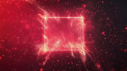 Red Sparks Encased Within A Glowing Square Frame