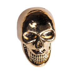 Golden skull buttons isolated on white background