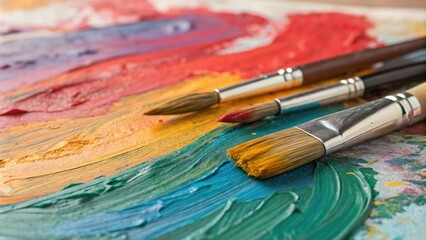 Fototapeta premium Viscous oil paints spread across the canvas with vibrant brushstrokes creating a textured abstract background, artistic expression, artistic medium, oils on canvas, texture, color palette