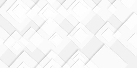 White and gray vector futuristic tech glow and shinning line simple modern abstract background. Modern geometrical dynamic and seamless abstract white background. Square pattern on banner with shadow.