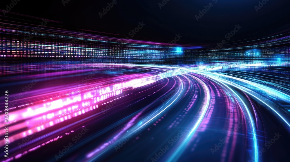 Poster abstract digital highway of light and data streams