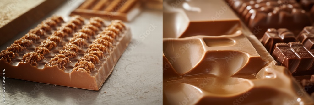 Aufkleber chocolate confections displayed on a surface showcasing various textures and designs crafted in a sw
