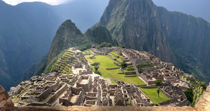 Machu Picchu through ancient stone walls 