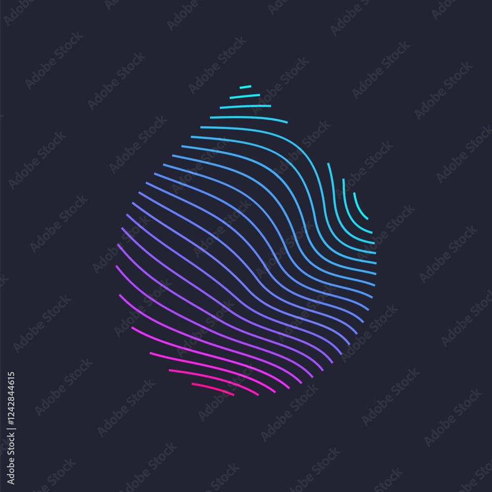 Poster modern line vector emblem of the water drop. illustration in a minimalistic style on a dark backgrou