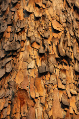 Close-Up of Textured Tree Bark with Peeling Layers