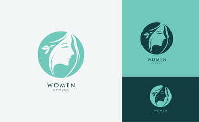 women face with flower logo design natural women logo for beauty salon, spa, cosmetic, and skin care. luxury feminine template.