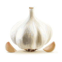 Fresh whole garlic clove vegetable and garlic cloves vector illustration isolated on white background