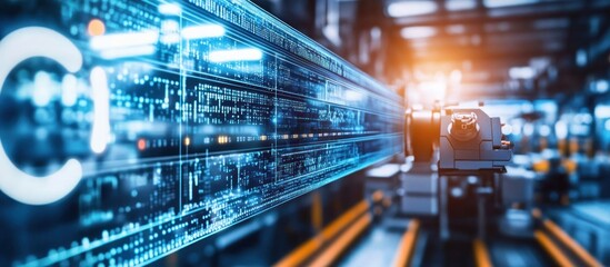 Factory Automation Digital Data Stream on Robotic Arm