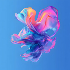 Obraz premium Vibrant abstract fluid shapes in a dynamic swirl of colors against a bright blue background