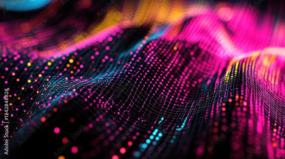 Aufkleber abstract colorful digital waveform mesh