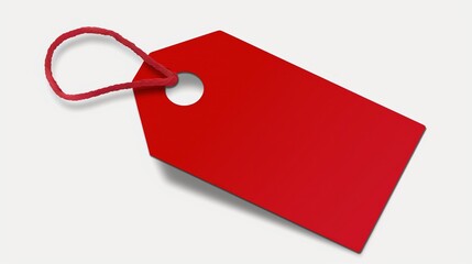 High resolution red tag isolated on a transparent background, perfect for simple design projects and versatile use in various creative applications.