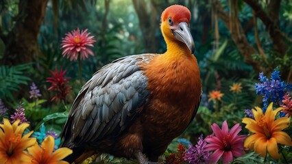 Vibrant Bird in a Lush Forest