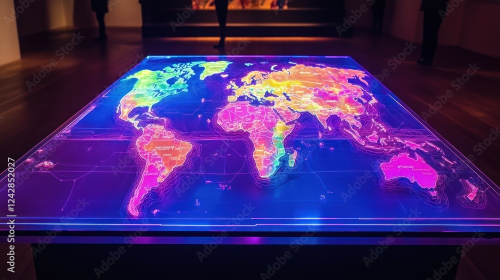Poster Illuminated World Map Tabletop Display