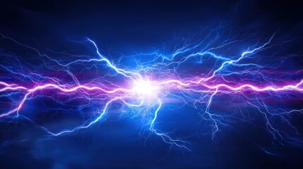 Abstract Blue And Purple Electric Lightning Energy