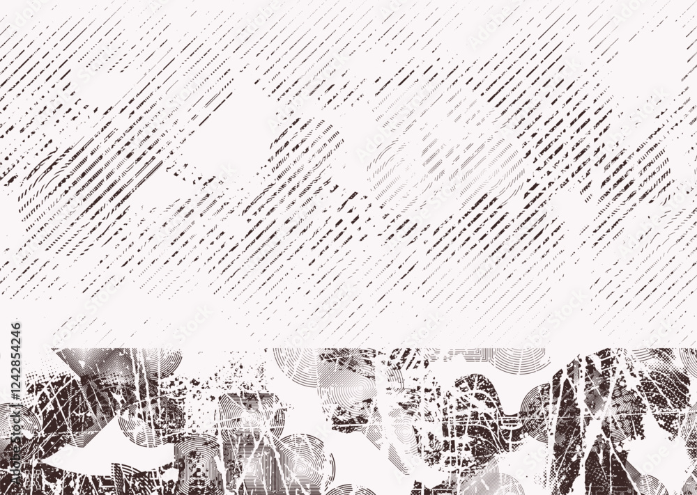 Fototapete Background with glitch distorted grunge textures . grunge background texture with halftone dots, glitched shapes, textures and lines .Screen print vector background with grunge textured surface.