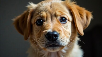 Fototapeta premium close up of puppy face looking at camera