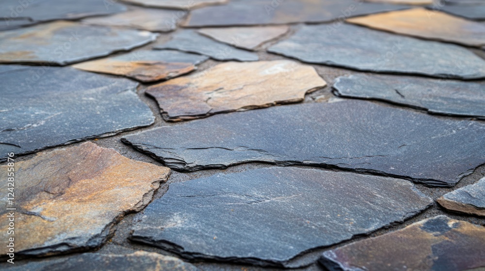 Poster irregular shaped stone pavement texture close up