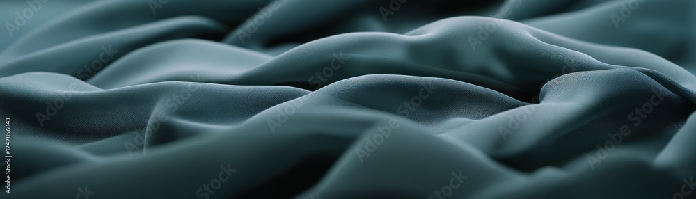 Poster teal fabric draped in elegant waves showing texture
