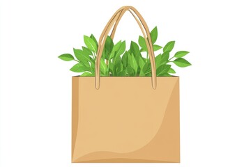 Green plants in a paper shopping bag