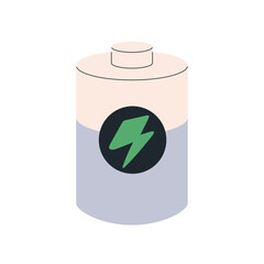 Eco rechargeable battery icon. Green energy, renewable electric power, electricity concept. Accumulator, indicating charge level. Flat graphic vector illustration isolated on white background