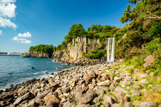 Jeongbang Waterfall in Seogwipo, Jeju, South Korea