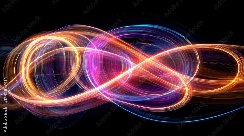 Poster abstract colorful light waves flowing dynamically