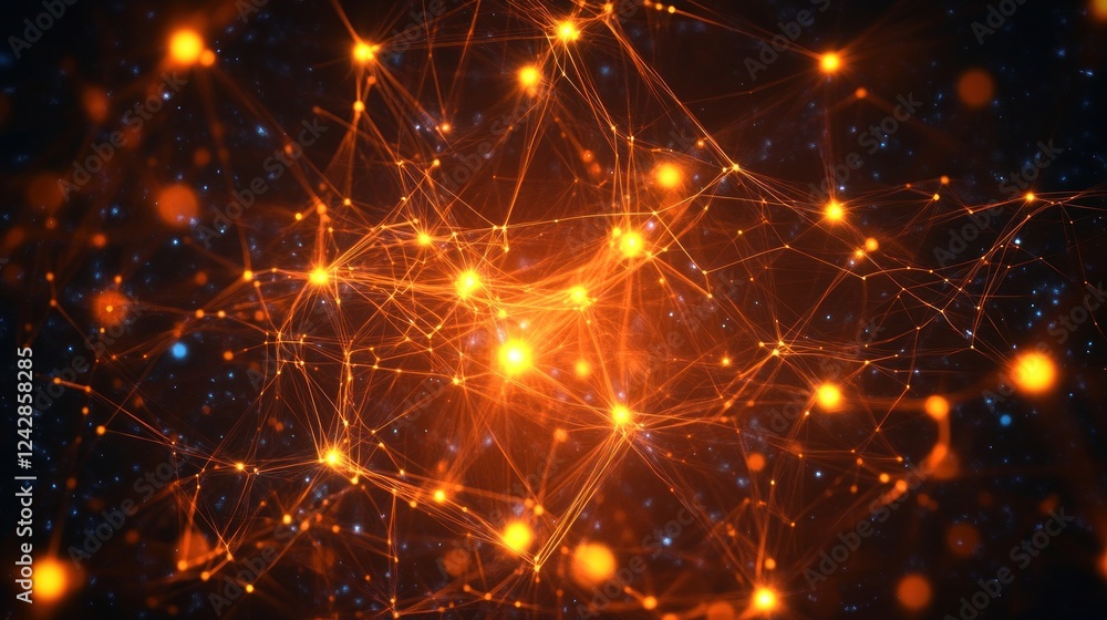 Poster illuminated network of interconnected points and lines