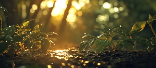 Sunrise Forest Saplings Dew