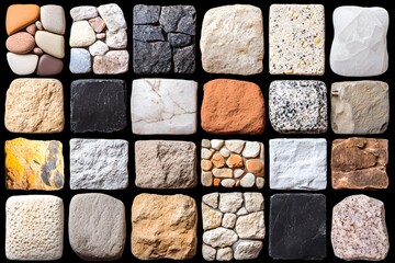 Collection of Natural Stone Textures Samples for Design Projects