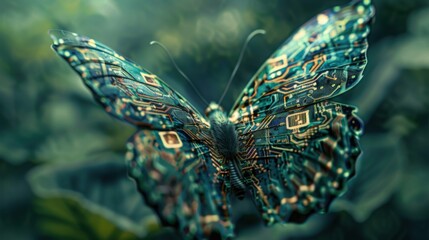 Futuristic Butterfly with Circuit Board Wings - AI Concept