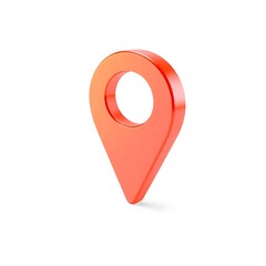 3d Orange Location Pin Marker Icon