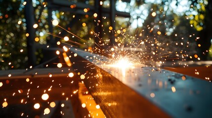 Naklejka premium Metal Welding Sparks Industry Construction Bright Light