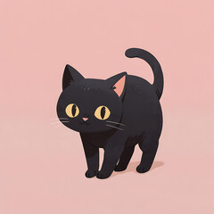 Cute cartoon black cat