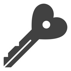 Key with Heart symbol icon - vector sign for love emotions