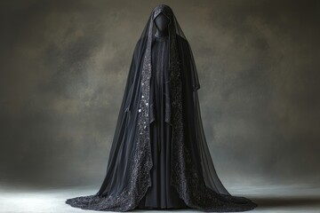 Elegant Black Abaya with Exquisite Embellishments