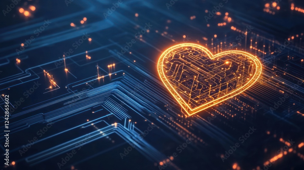 Poster Digital Heart Circuitry Abstract Technology Design